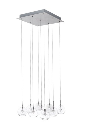 Foto para 20W Starburst 9-Light Pendant SNPC Clear Glass 12V G4 Xenon (OA HT 18"-125")