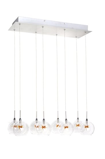 Foto para 20W Starburst 8-Light Pendant SNPC Clear/Amber Glass 12V G4 Xenon (OA HT 18"-125")