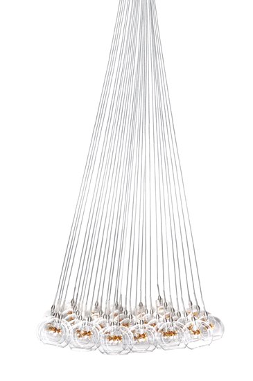 Foto para 10W Starburst 37-Light Pendant SNPC Clear/Amber Glass 12V G4 Xenon (OA HT 42"-72")