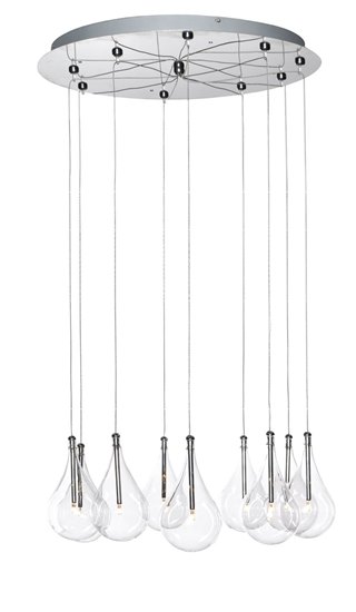 Foto para 10W Larmes 9-Light Pendant PC Clear Glass 12V G4 Xenon (OA HT 12"-76")