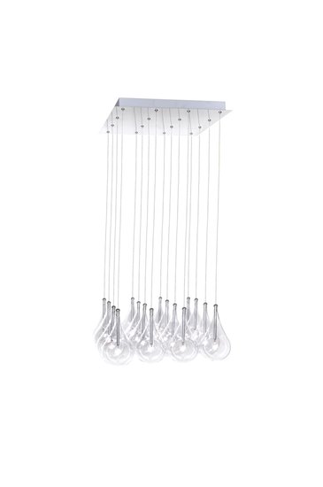 Foto para 10W Larmes 16-Light Pendant PC Clear Glass 12V G4 Xenon (OA HT 11"-75")