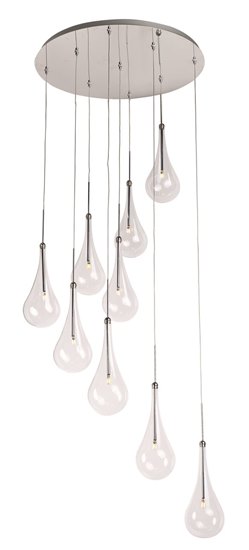 Picture of 1.5W Larmes 9-Light LED Pendant PC Clear G4 LED 22"x14.5" (OA HT 16.5"-124")