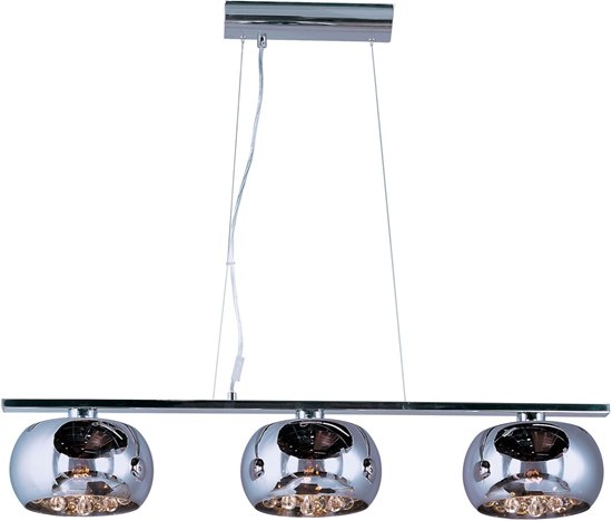 Foto para 75W Sense 3-Light Pendant PC Mirror Chrome Glass G9 Xenon 39.5"x8.75"x6.5" (OA HT 18"-120")