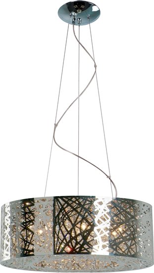 Foto para 40W Inca 9-Light Pendant PC Clear/White Metal G9 Xenon (OA HT 18"-130") (CAN 7")