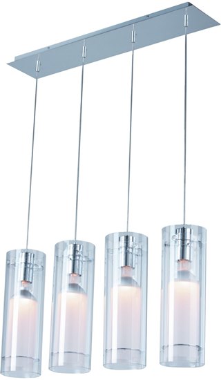 Foto para 50W Frost 4-Light Pendant PC Clear/White Glass MB PAR20 Halogen (OA HT 36"-136") (CAN 29.5"x5.5"x1.06")