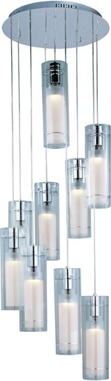 Foto para 50W Frost 9-Light Pendant PC Clear/White Glass MB PAR20 Halogen (OA HT 137")