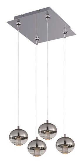 Picture of 3W Zing 4-Light RapidJack Pendant and Canopy PC Mirror Chrome LED 12" (OA HT 134")