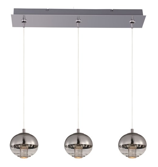 Foto para Zing 3-Light RapidJack Pendant and Canopy PC Mirror Chrome LED 4.5"x24.75" (OA HT 134")