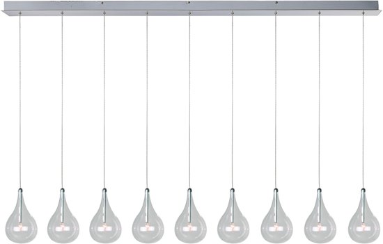 Foto para 20W Larmes 9-Light Pendant PC Clear Glass 12V G4 Xenon (OA HT 18"-66")