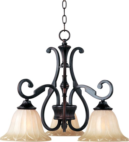 Foto para 100W Allentown 3-Light Chandelier OI Wilshire Glass MB Incandescent 36" Chain