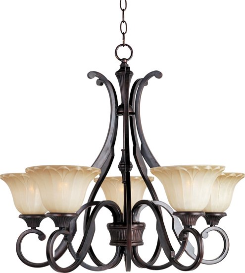 Foto para 100W Allentown 5-Light Chandelier OI Wilshire Glass MB Incandescent 36" Chain