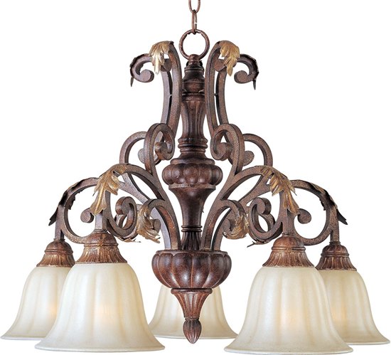 Foto para 100W Augusta 5-Light Chandelier AF Cafe Glass MB Incandescent 26.5"x19.5" 36" Chain