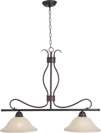 Foto para 100W Basix 2-Light Pendant OI Wilshire Glass MB Incandescent (CAN 5.25"x5.25"x1.5")36" Chain