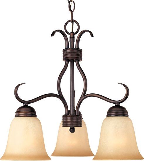 Foto para 100W Basix 3-Light Chandelier OI Wilshire Glass MB Incandescent 19"x17" 36" Chain