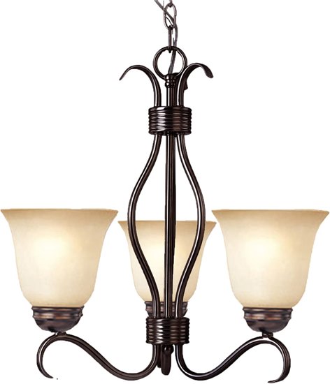 Foto para 100W Basix 3-Light Chandelier OI Wilshire Glass MB Incandescent 19"x18.5" 36" Chain