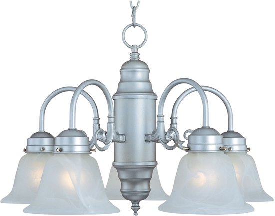 Foto para 100W Builder Basics 5-Light Chandelier SN Marble Glass MB Incandescent 36" Chain