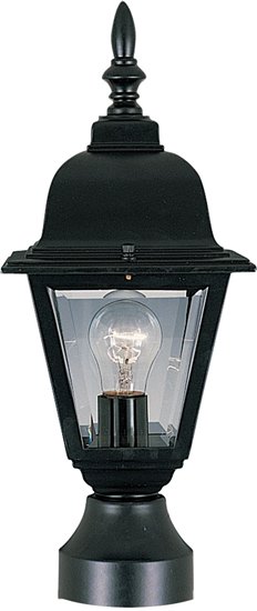 Foto para 100W Builder Cast 1-Light Outdoor Pole/Post Lantern BK Clear Glass MB Incandescent 6"x16" 6-Min