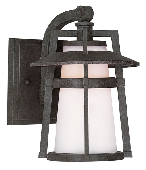 Foto para 100W Calistoga 1-Light Outdoor Wall Lantern AE Satin White Glass MB Incandescent 7"x10" 