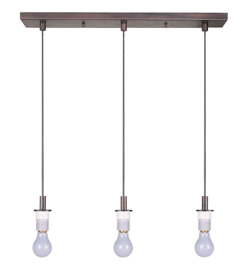 Picture of 100W Carte 3-Light Pendant BZ MB Incandescent 24.5" (OA HT 24"-60") 6-Min