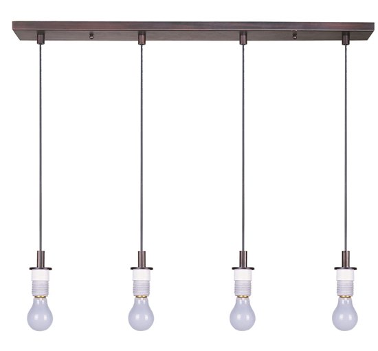 Picture of 100W Carte 4-light Pendant Frame BZ MB Incandescent 33" (OA HT 24"-60") 4-Min