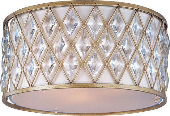 Foto para 100W Diamond 3-Light Flush Mount GS Fabric MB Incandescent 