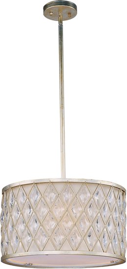 Foto para 100W Diamond 3-Light Pendant GS Fabric MB Incandescent (OA HT 56")