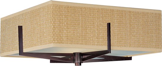 Foto para 100W Elements 2-Light Flush Mount OI Natural Fiber MB Incandescent 16"x16"x5.25" 