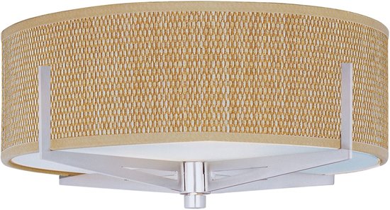 Foto para 100W Elements 2-Light Flush Mount SN Natural Fiber MB Incandescent 16"x5.25" 