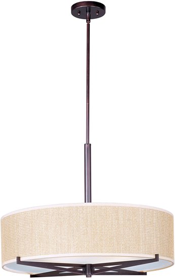 Foto para 100W Elements 3-Light Pendant OI Natural Fiber MB Incandescent 26"x7" (OA HT 25"-70")