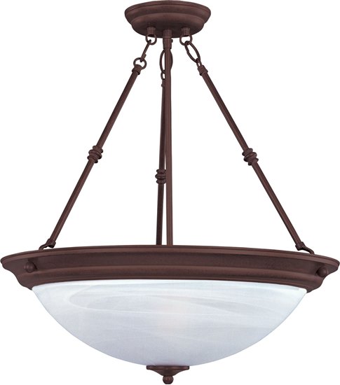 Picture of 100W Essentials - 584x-Invert Bowl Pendant OI 3-lights Marble Glass MB Incandescent 15"x24" 36" Chain