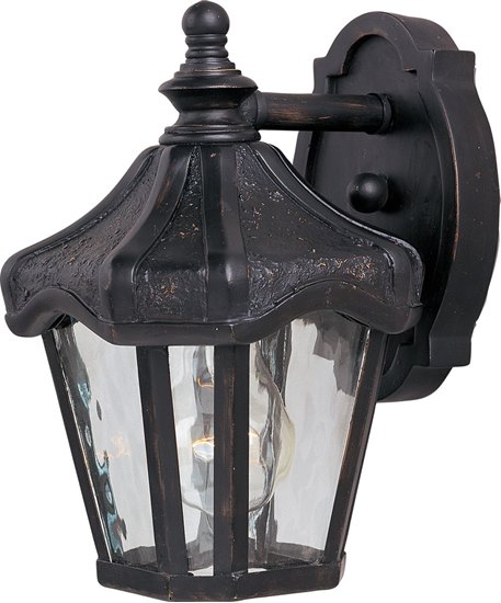 Foto para 100W Garden VX 1-Light Outdoor Wall Lantern OB Water Glass Glass MB Incandescent 6"x9.5" 