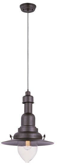 Foto para 100W Hi-Bay 1-Light Pendant BZ Clear Metal MB Incandescent 16"x24" (OA HT 87")