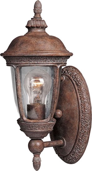 Foto para 100W Knob Hill Cast 1-Light Outdoor Wall Lantern SE Seedy Glass MB Incandescent 