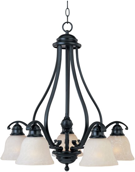 Foto para 100W Linda 5-Light Chandelier BK Ice Glass MB Incandescent 25"x26.5" 36" Chain