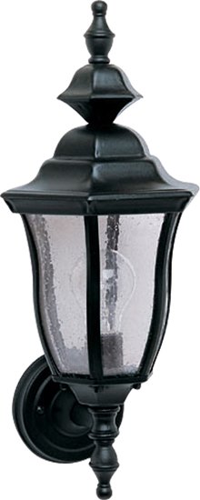 Foto para 100W Madrona Cast 1-Light Outdoor Wall Lantern BK Seedy Glass MB Incandescent 8"x18" 6-Min