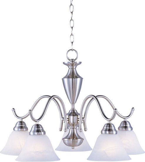 Foto para 100W Newport 5-Light Chandelier SN Marble Glass MB Incandescent 25"x17.5" 36" Chain