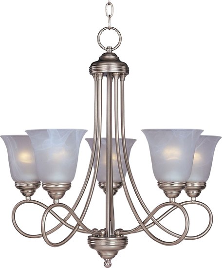 Picture of 100W Nova 5-Light Chandelier SN Marble Glass MB Incandescent 25"x26" 36" Chain