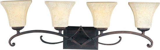 Foto para 100W Oak Harbor 4-Light Bath Vanity RB Frost Lichen Glass MB Incandescent 