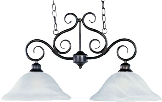 Picture of 100W Pacific 2-Light Pendant KB Marble Glass MB Incandescent (OA HT 88") (CAN 9"x4.5"x0.75")36" Chain