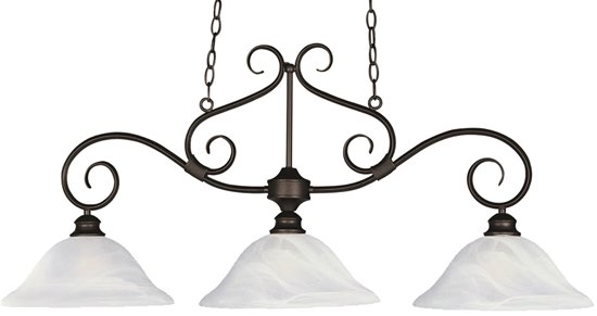 Picture of 100W Pacific 3-Light Pendant KB Marble Glass MB Incandescent (OA HT 89") (CAN 9"x4.5")36" Chain