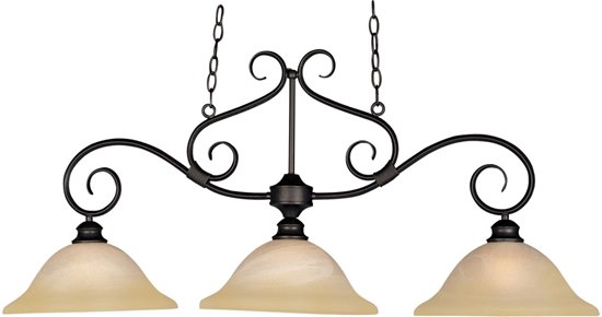 Picture of 100W Pacific 3-Light Pendant KB Wilshire Glass MB Incandescent (OA HT 89") (CAN 9"x4.5")36" Chain