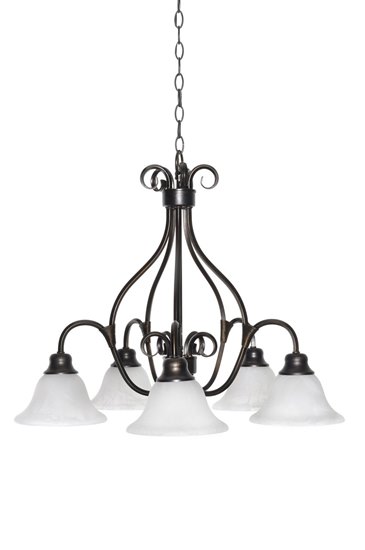 Picture of 100W Pacific 5-Light Chandelier KB Marble Glass MB Incandescent 26"x21.5" 36" Chain