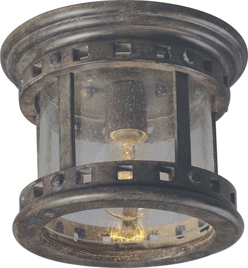 Foto para 100W Santa Barbara 1-Light Outdoor Ceiling Mount SE Seedy Glass MB Incandescent 