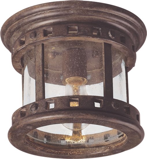 Foto para 100W Santa Barbara Cast 1-Light Outdoor Ceiling Mount SE Seedy Glass MB Incandescent 