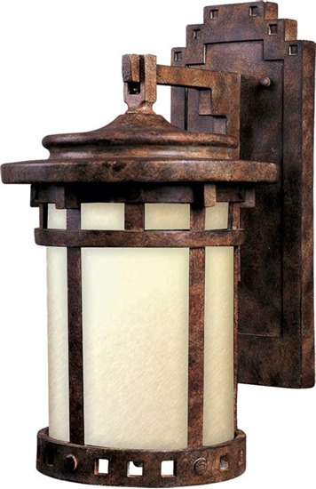 Picture of 100W Santa Barbara Dark Sky 1-LT Outdoor Wall Lantern SE Mocha Glass MB Incandescent 7"x13" 