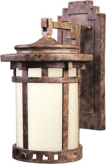 Picture of 100W Santa Barbara Dark Sky 1-LT Outdoor Wall Lantern SE Mocha Glass MB Incandescent 9"x16" 