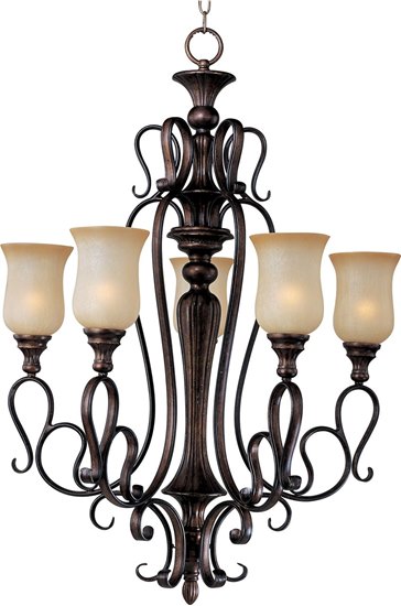 Foto para 100W Sausalito 5-Light Chandelier FL Mocha Cloud Glass MB Incandescent 36" Chain