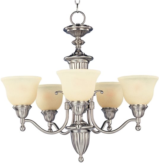 Foto para 100W Soho 5-Light Chandelier SN Soft Vanilla Glass MB Incandescent 36" Chain