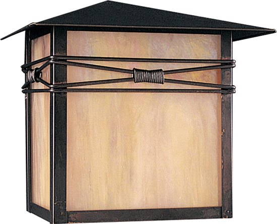 Foto para 100W Taliesin 1-Light Outdoor Wall Lantern BU Iridescent Glass MB Incandescent 10"x9.5" 