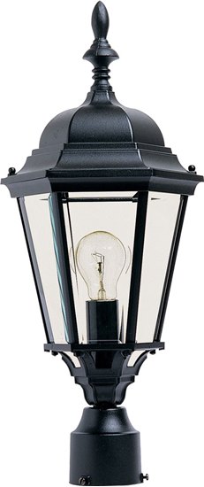 Foto para 100W Westlake Cast 1-Light Outdoor Pole/Post Lantern BK Clear Glass MB Incandescent 4-Min